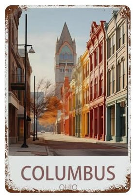 Columbus, Ohio,Metall Blechschild Kunst Wand Metall Poster Dekoration Badezimmer Zuhause Büro Bar Club Café Garage Männer Höhle Geschenk(15 x 30 cm)6 x12 Zoll-R6