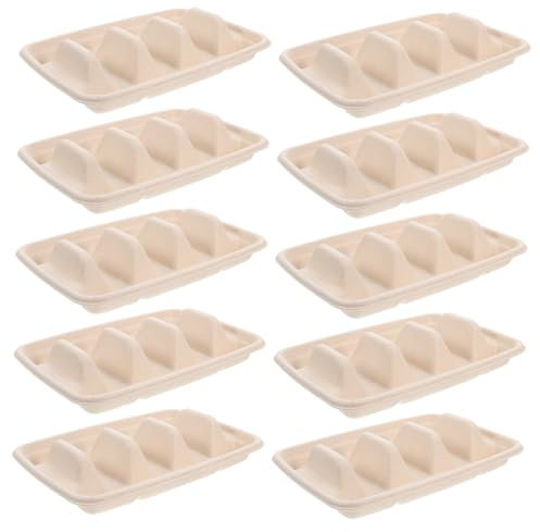 OUNONA 50 Pcs Plato para Tacos bandejas Desechables Rejilla para Tacos Puesto de Tacos Bandeja de Tacos taqueros callejeros titulares de Tacos Bandeja para Servir Sashimi Papel