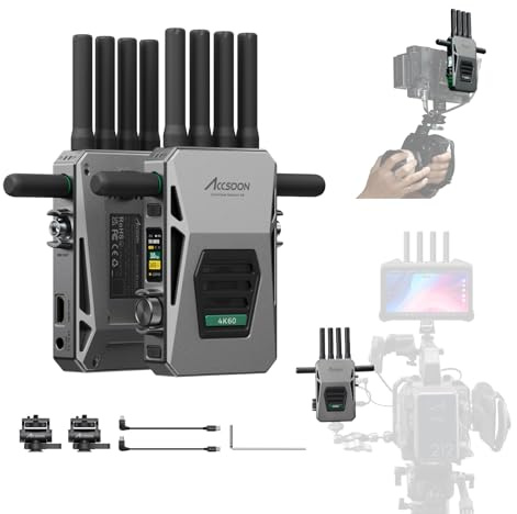 Accsoon CineView Master 4K Sistema de Video Inalámbrico Tri-Banda – Transmisor y Receptor 4K60 con Latencia 25ms, Alcance 2.5km, Salida USB-C para iPhone/iPad, Alimentación NP-F – Profesional