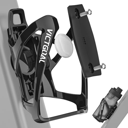 VICTGOAL Support de bouteille d'eau pour Airtag Bike Mount caché, traqueur antivol sous vélo, porte-bouteille d'eau étanche et sécurisé pour tous les vélos (noir foncé)