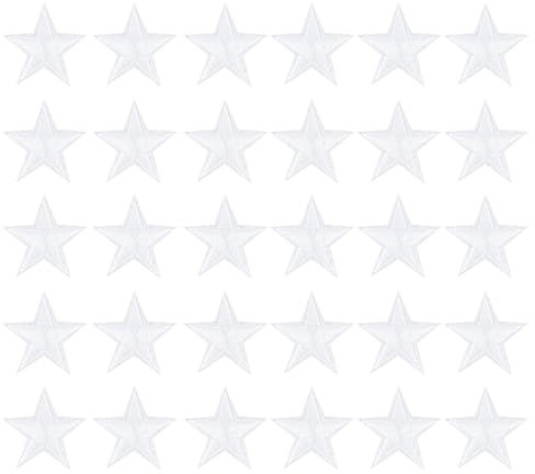 30 Pcs Star Patches Iron On, Ymapinc Star Patches White Iron On Stars Sew Embroidered Patch Appliques Embellishments for Clothing Jean Bags Hats Repair Decoration