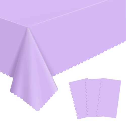 3 Pcs Plastic Light Purple Tablecloth, 137 X 274cm Party Table Covers