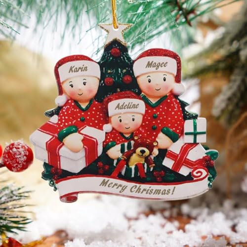 Personalisierte Familien-Weihnachtsdekoration 2024, Weihnachtsbaumschmuck mit Familienperson, 2–5 Namen, individueller Familiennamen-Anhänger für Weihnachtsbaum, hängende Ornamente,