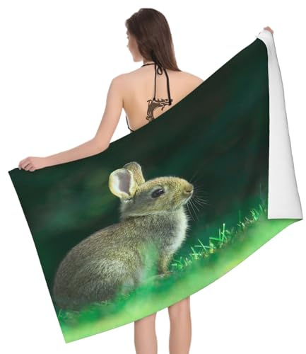 Mikrofaser Strandtuch Hase Groß 100x200 cm, 3D Tiere Muster Badetuch für Erwachsene Weiches Leicht Handtuch Schnelltrocknend Sandfreies Strandhandtuch