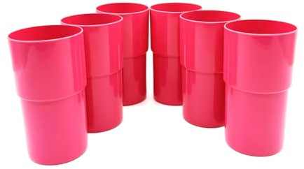 Kimmel 6 Stück Becher Trinkbecher Partybecher Plastikbecher 330 ml Inhalt, farbe fuchsia, aus Kunststoff, Mehrweggeschirr
