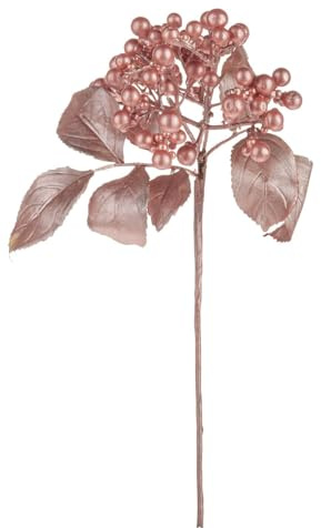 artplants.de Künstlicher Zweig Holunder VIKTORINE, metallic-roségold, 30cm | mit Beeren - Deko Kunstzweig