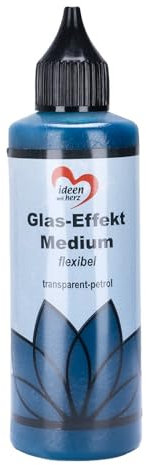 Ideen mit Herz Glas-Effekt-Medium, Wasserbasis, 12-24 Stunden Trocknungszeit, für Glaskunst-Optik (Transparent-petrol)