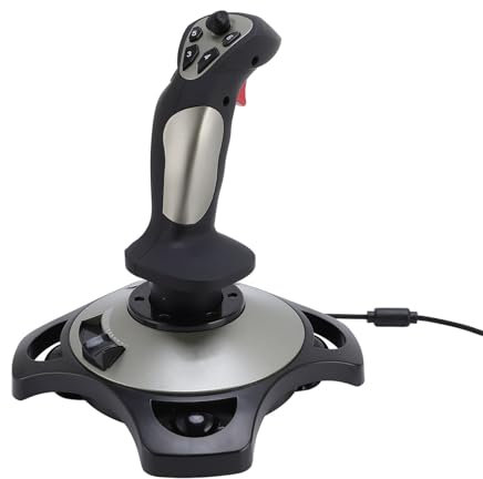 ASHATA Flightstick Simulation Controller Joystick, USB Joystick, USB Gaming Flight Simulator Joystick Controller avec Vibration et Accélérateur, Plug and Play