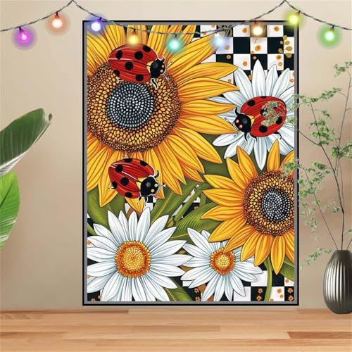 5D DIY Diamond Painting Kinder Klein KäFer,Sonnenblume,Diamant Painting Bilder 70x90cm,Mosaikherstellung Malen Nach Zahlen Cross Stitch Malerei Set,Daiments Painting Erwachsene für Wand Decor D6556