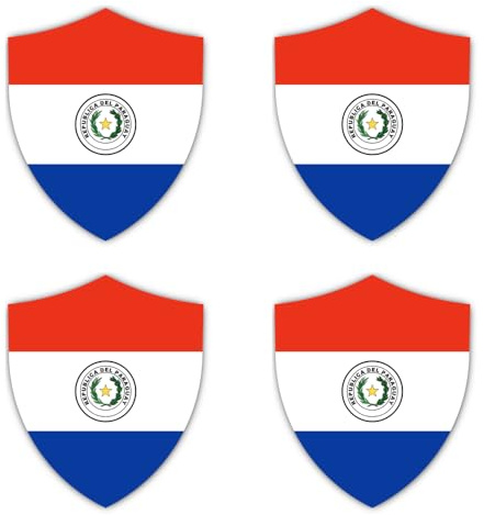 Aufkleber: 100 mm, 4 Stück - Flagge Schild - Paraguay - PY - für Auto, Laptop, Koffer und mehr
