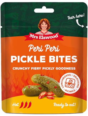 Mrs Elswood Peri Peri Pickle Bites Crunchy Fiery Hot Pickly 1 x 50g