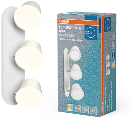 Osram LED 3er-Spot Bad-Wand-/Deckenleuchte Click-CCT Weiß | LED Spot, Outdoor Lanterns, Weiß, 30000 h, 1-Pack