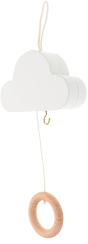 Wolken Babybett Mobile, Weiß, Beruhigend und Portabel | Babyzimmer Deko im Minimalistischen Boho Stil, für Neugeborene, zum Aufhängen