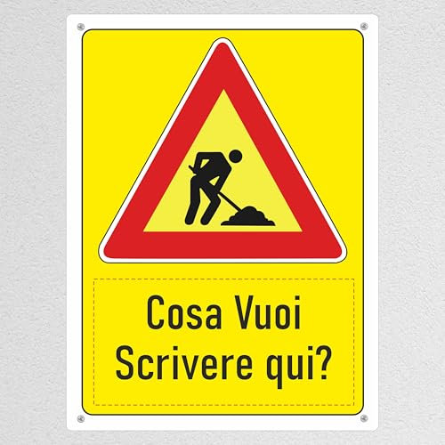 Pubblimania LAVORI IN CORSO, Cartello Personalizzato con la tua scritta. Tabella da Cantiere (Lavori in corso)
