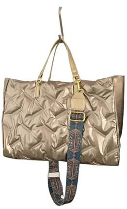 RRYPBOVG Taschen Damen Puffer Mode gepolsterte Handtaschen Designer gesteppte Frauen Schultertaschen Daunen Crossbody Bag(Gold)