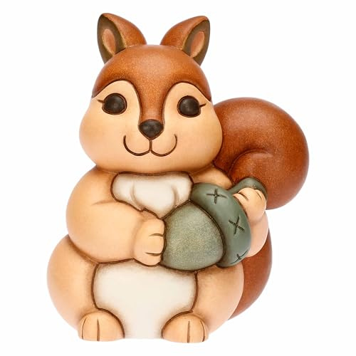 THUN- Scoiattolo Diva con ghianda - medio - ceramica - Collezione Plumè - 9 x 7,3 x 11,1 cm
