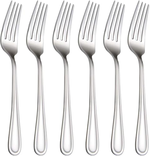 Dinner Forks 6 Pieces Stainless Steel 20cm Table Mirror Polishing Cutlery Silverware Set Dishwasher Safe Perfect for Cake Forks Home Kitchen & Restaurant