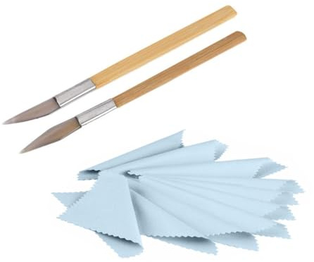 Professioneller Achat-Polierpolierer – Messer mit Bambusgriff und Schwert-Form – Achatmesser, Gold, Silber, Schmuck, Ton, Bastelwerkzeug mit 10 Poliertüchern