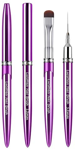 French Tip & Liner Brushes Set - 2Pc Nail Art for Clean Up & Design