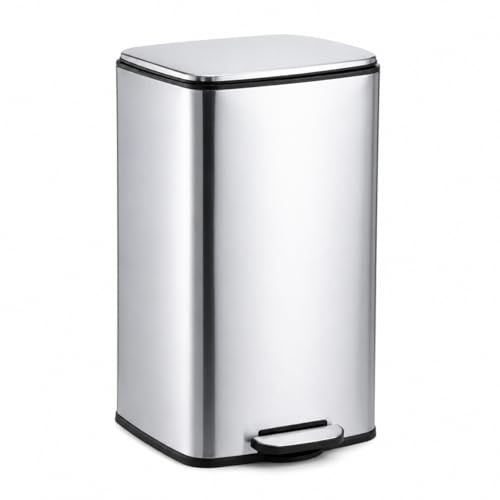BURAKH 50L Pedal Bin Stainless Steel – Removable Inner Bucket, Large Capacity Kitchen Rubbish Bin for Home, Office & Utility Room (Silver, 50, Litres)