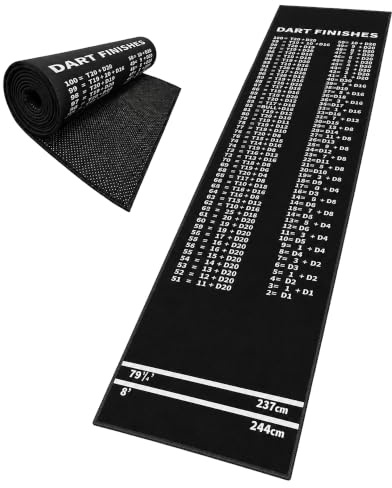 Relaxdays Dartteppich, mit Oche Abwurfline, Dartmatte, BT: 60x260 cm, Farbe | rutschfest, Bodenschutz, Polyester, Gummi