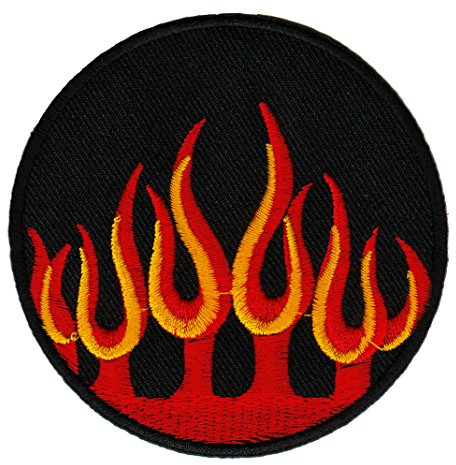 Aufnäher Bügelbild Aufbügler Iron on Patches Applikation Flammen Feuer Biker