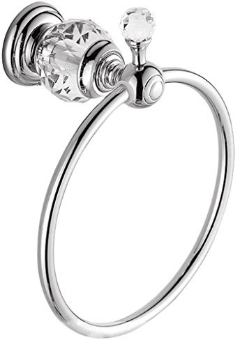 Kabter cristallo ottone anello porta asciugamani per bagno con montaggio a parete, cromato lucido