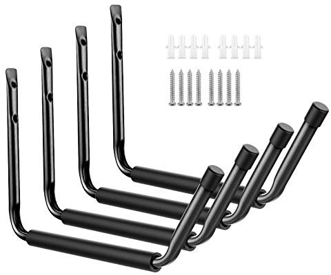 Hosko Ganci Bici Muro, Appendi bici da Muro di Metallo per Bici Gancio Garage da Muro, Ganci Bicicletta Muro Kayak Appendi Bici Ganci Grage alla Scala con Imbottito (4Pcs, Grigio)