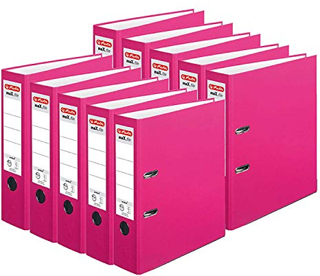 Herlitz Ordner maX.file protect A4 (8 cm mit Einsteckrückenschild) 10er Pack (Pink)