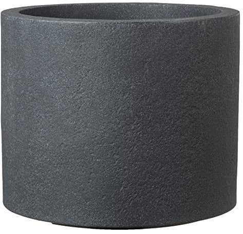 Scheurich Panzano 40, Pflanzgefäß/Blumentopf/Pflanzkübel, rund, Farbe: Schwarz-Granit, hergestellt mit recyceltem Kunststoff, 10 Jahre Garantie, für den Außenbereich