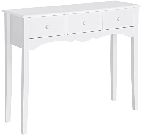 HOMCOM Konsolentisch, Beistelltisch, Dekotisch, Konsole Schubladentisch, MDF, Weiß, 100 x 32 x 85 cm