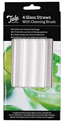 Tala Barware Toughened Glass Drinking Straws, Suitable for hot and Cold Drinks