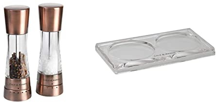 Cole and Mason H59418G Gourmet Precision Derwent Copper Salt and Pepper Mill Gift Set - Manual salt and pepper grinders, 19 cm tall, in copper & Acrylic Mill Tray