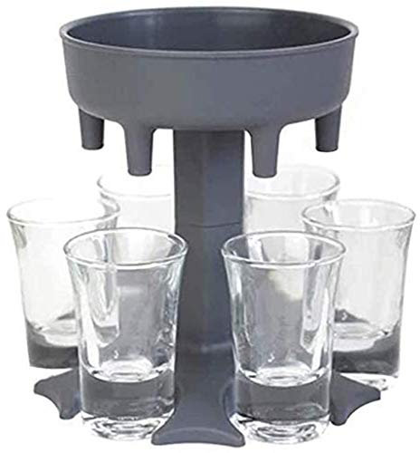 HOT SÄLJARE 6 snapsglas Dispenser och Holder/Carrier Caddy Liquor Dispenser partigåvor dricka spel snapsglas få igång festen snabbare!(Koppen ingår inte) (Color : Grey)