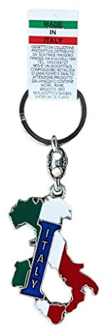 Generico ITALIA Portachiavi ad Anello a catena con Simbolo Italia. Made In Italy. Souvenir e Oggetto da Collezione. Unisex. (Italia Vintage Tricolore)