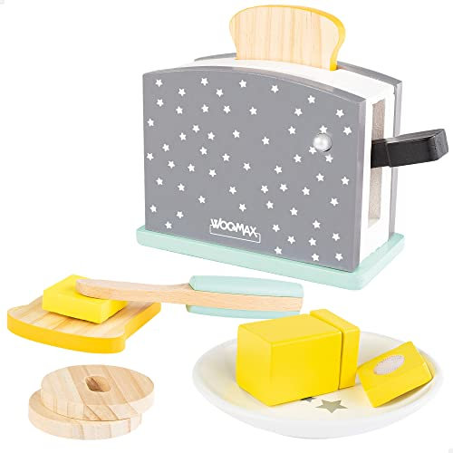 WOOMAX Tostadora de Madera, Juguete con Accesorios del Hogar, Set de Cocina, +3 Años, 49327