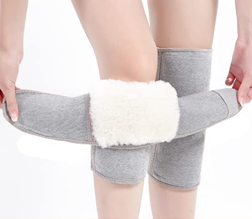 ITODA Kniewärmer Winter Kniebandage Plüschfutter Beinwärmer Warm Knieschützer Wärmetherapie Knieschoner rutschfest Knieprotektor mit Klettverschluss Knieunterstützung Knie Bein Bandage Damen Herren