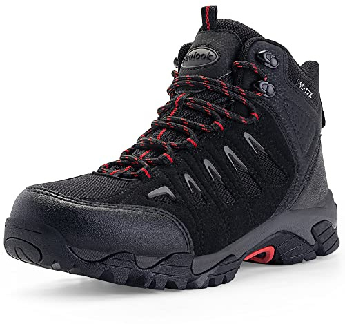 SHULOOK Men's Waterproof Hiking Boots Non-Slip Lightweight Mid Top Ankle Boot Breathable Hiker Trekking Shoes