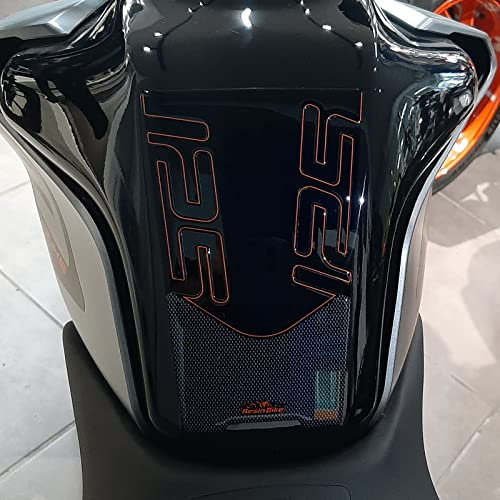 Resin Bike Aufkleber Motorrad Kompatibel mit KTM 125 Duke 2021. Tankabdeckung vor Stößen und Kratzern. Aufklebersatz 3D-Harzklebstoff Hergestellt in Italien - Stickers
