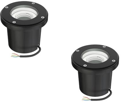 ledscom.de 2 Stück Bodeneinbauleuchte BOFU für außen, IP67, schwenkbar, schwarz, rund, 150mm Ø, 1x GU10 max. 15W
