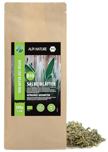 Alpi Nature Salbeitee BIO 500g, Salbeiblätter geschnitten, Salbeiblättertee | Salbei Tee lose, Salbeiblätter Tee Salvia