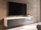 DecoInParis Meuble TV Contemporain laqué Gris et Blanc avec LED 2 Portes Malorie - 140 cm