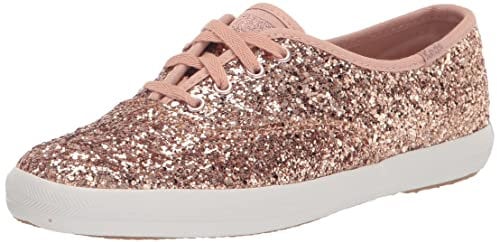 Keds Women's Champion Glitter Sneaker, Rose Gold, 6 US