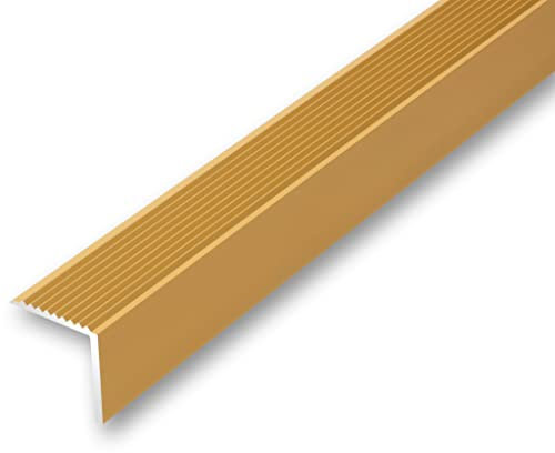 (14,01EUR/m) 30 x 30 x 1180 mm Treppenwinkel goldfarben selbstklebend stabil Treppenkantenprofil Treppenkante Rutschhemmend