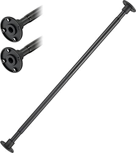 Duschvorhangstange im Eisen Teleskopstange Industrieller Stil, 74-127 cm Spring Duschvorhangstange Ausziehbar für Dusche und Badewanne, inkl Schrauben und Dübeln/Matt-Schwarz