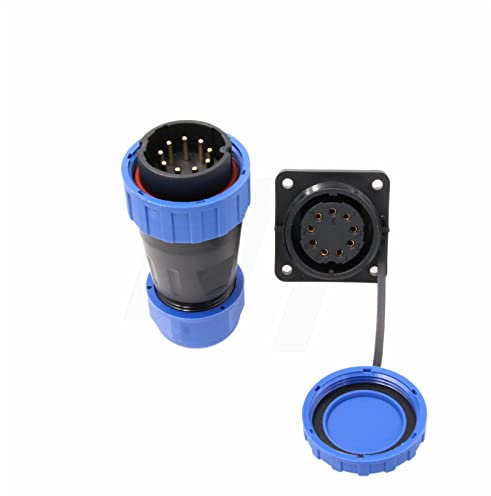 HangTon TY28 9 Pin 10A kreisförmiger elektrischer wasserdichter Stecker männlich weiblich 14AWG Kabelstecker Buchse Schraube-Crimp Lötfrei Schnelltrenner für Stromgerät