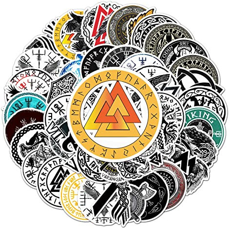 Aesthetic Vintage Wikinger Aufkleber für Laptop(50 Stück),Geschenk für Kinder Teenager Erwachsene Jungen,wasserdichte Trendy Aufkleber für Skateboard,Vinyl Stickers für Auto Motorräder Fahrrad Bumper