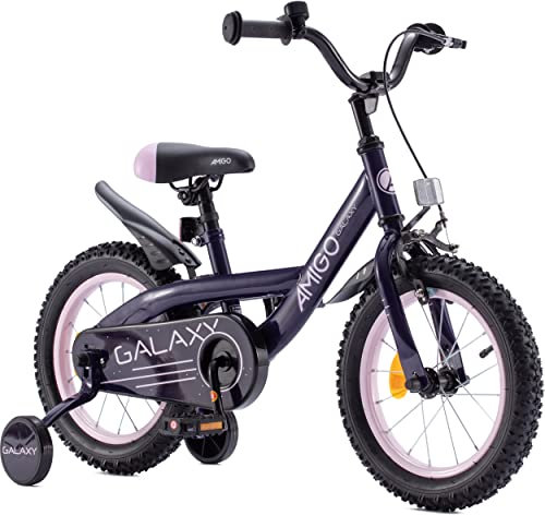 RV-Parts 12 Zoll Kinderfahrrad BMX Fahrrad für Jungen und Mädchen Stützrädern Galaxy Pink
