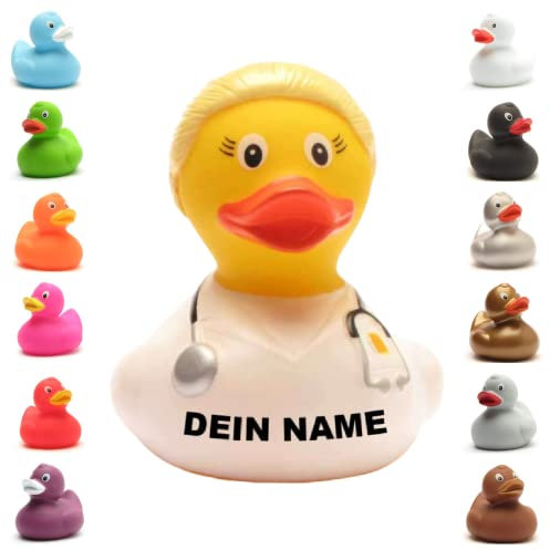 Badeente - personalisierbar (Ärztin blond Ente)