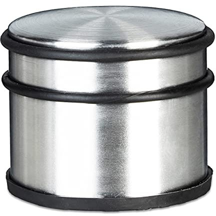 Butoir de porte, haut, acier inox, anneaux en caoutchouc, HLP env. 7,5x9,5x9,5 cm, aussi pour fenêtre, argenté